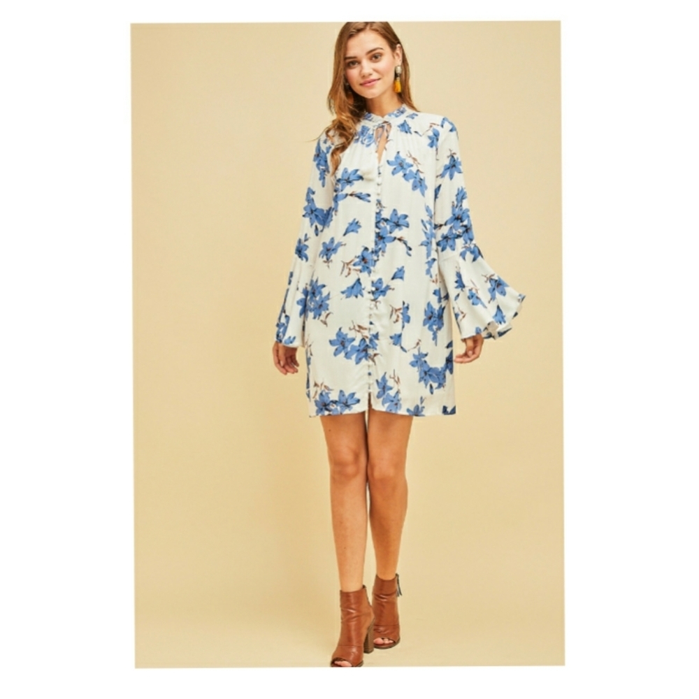 Entro Floral Button Down Dress NWT